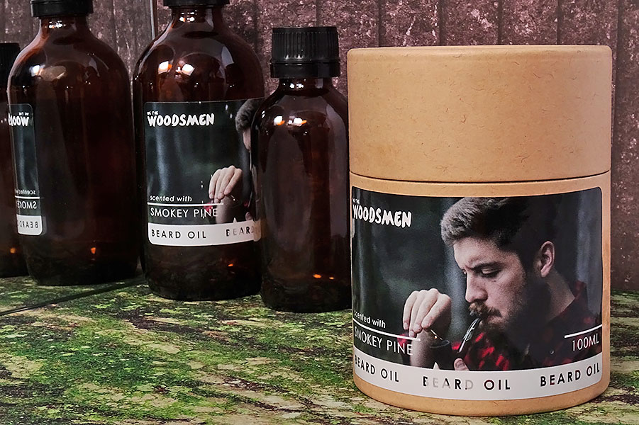 Woodsman-beard-oil-jar-and-bottle-labels